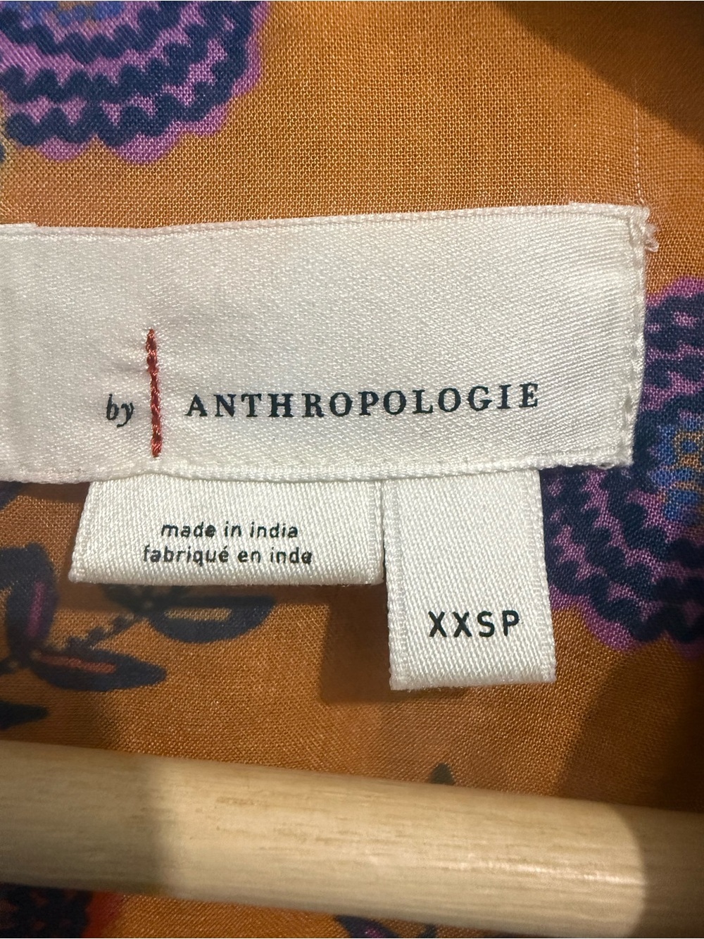 Anthropologie Colorful Patchwork Floral Button-Up Blouse Top XXSP - Picture 4 of 5